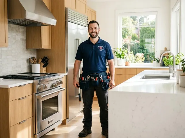 Appliance Repair Hero technician in a Bloomington Springs, TN kitchen after an appliance repair
